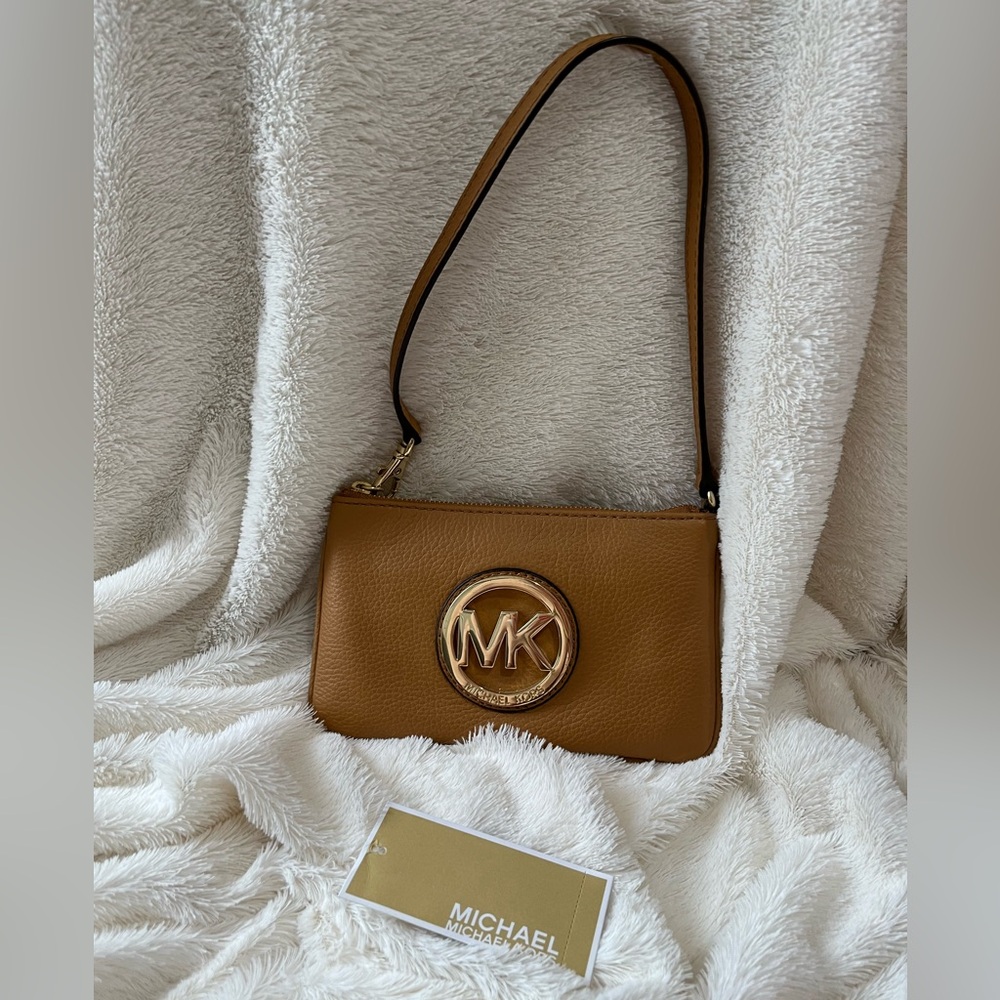 Michael Kors Tan Shoulder Bag with Gold Logo